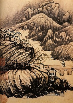  07 Kunst - Shitao im Bereich des Tempels des Drachen wandern 1707 traditionellen chinesischen